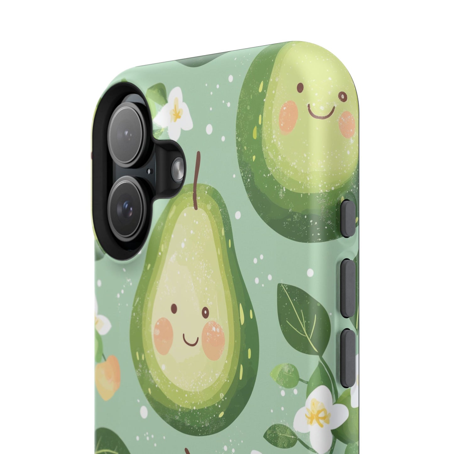 Smiling Avocados Tough MagSafe iPhone Case – Cute Avocado Design, Dual-Layer Protection