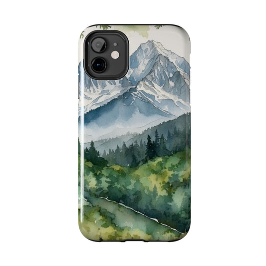 Watercolor Alpine Mountainscape - iPhone Case