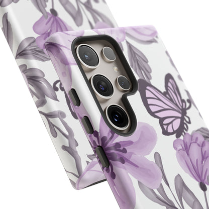 Lavender Bloom Butterfly Samsung Galaxy Case – Delicate Floral Design with Watercolor Details