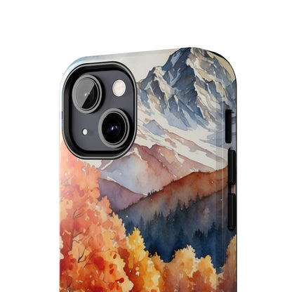 Watercolor Autumn Forest and Mountains - iPhone Case