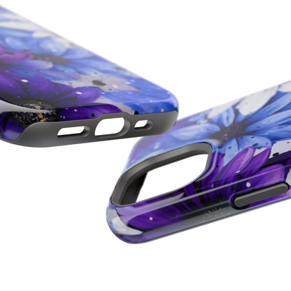 Vibrant Purple & Blue Floral Splash - MagSafe iPhone Series Case