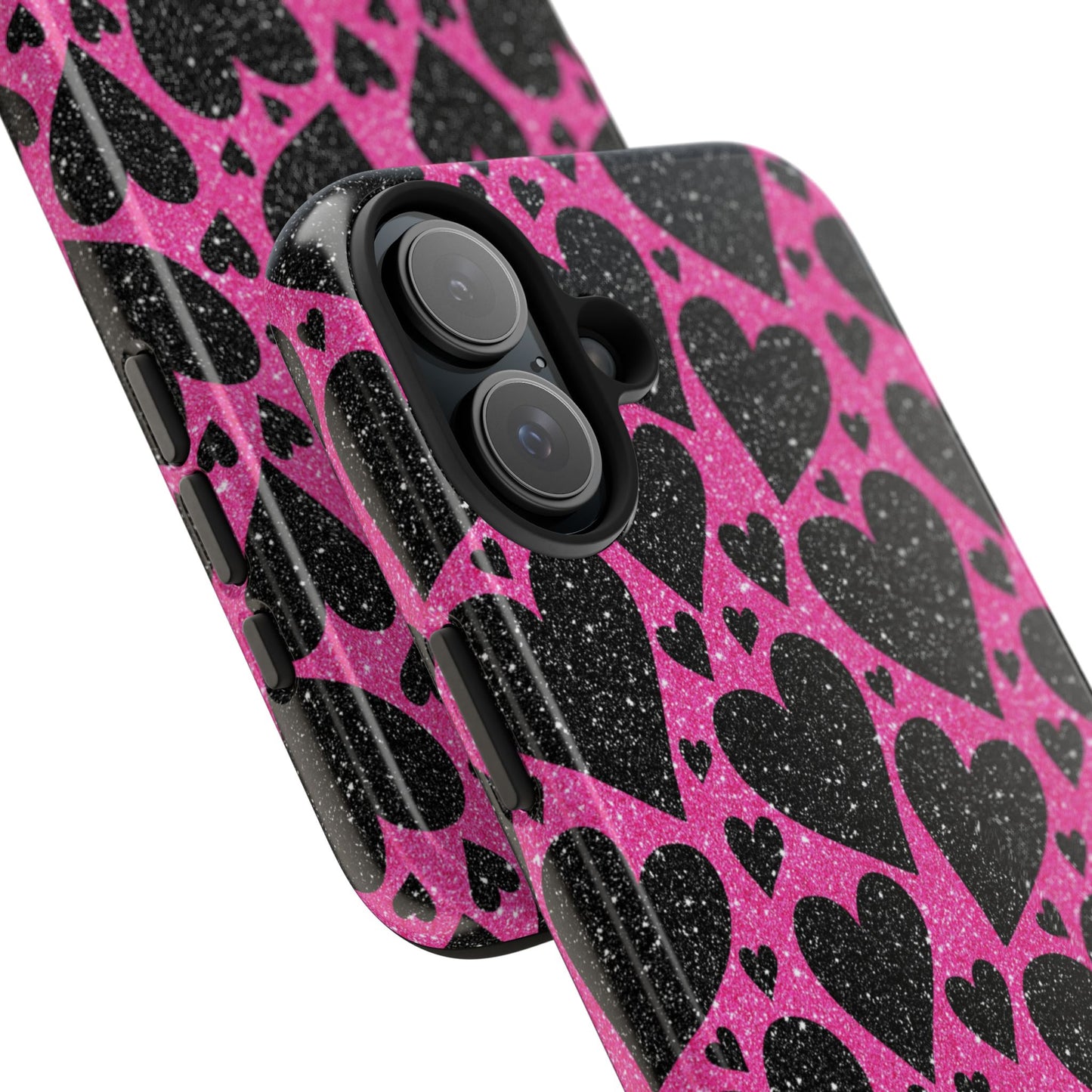 Pink Glitter Hearts iPhone Case