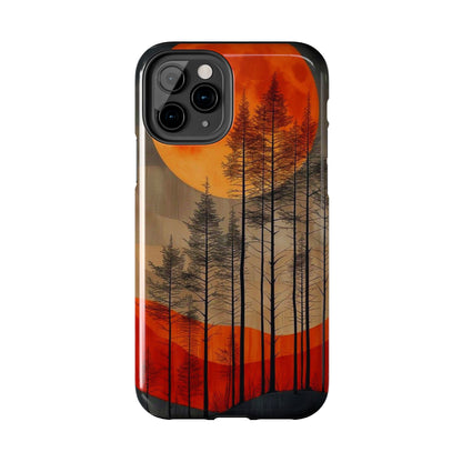 Moody Forest Moonrise iPhone Case – Dark Landscape Design, Dual-Layer Protection