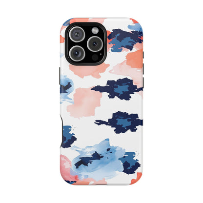 Abstract Coral & Navy Watercolor Design – MagSafe iPhone Case