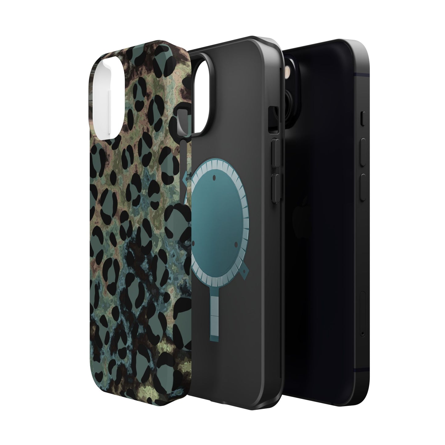 Moody Watercolor Leopard Print Tough MagSafe iPhone Case – Earthy Abstract Pattern with Dual-Layer Protection