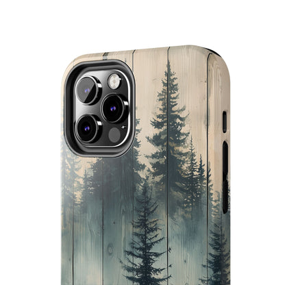 Misty Pine Forest Iphone Case - Nature-Inspired Wood Design Protective Cover