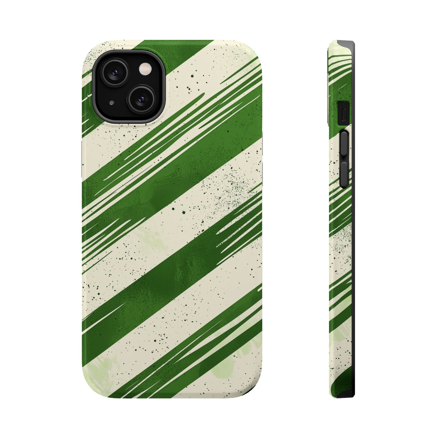 Green Stripes MagSafe iPhone Case – Bold Diagonal Brushstroke Design