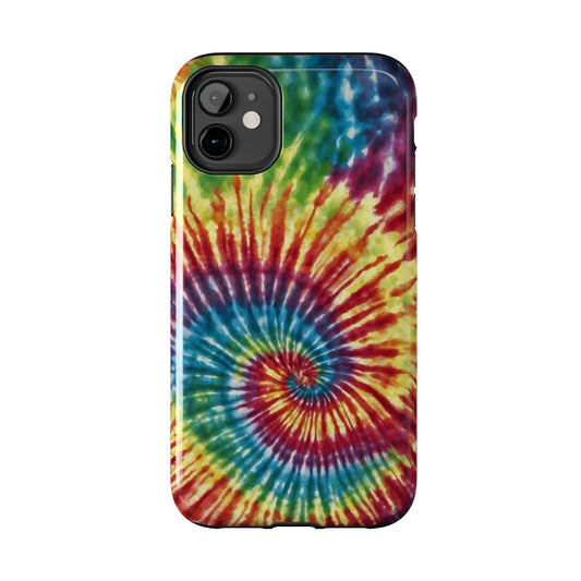 Rainbow Spiral Tie-Dye iPhone Case – Retro Color Design