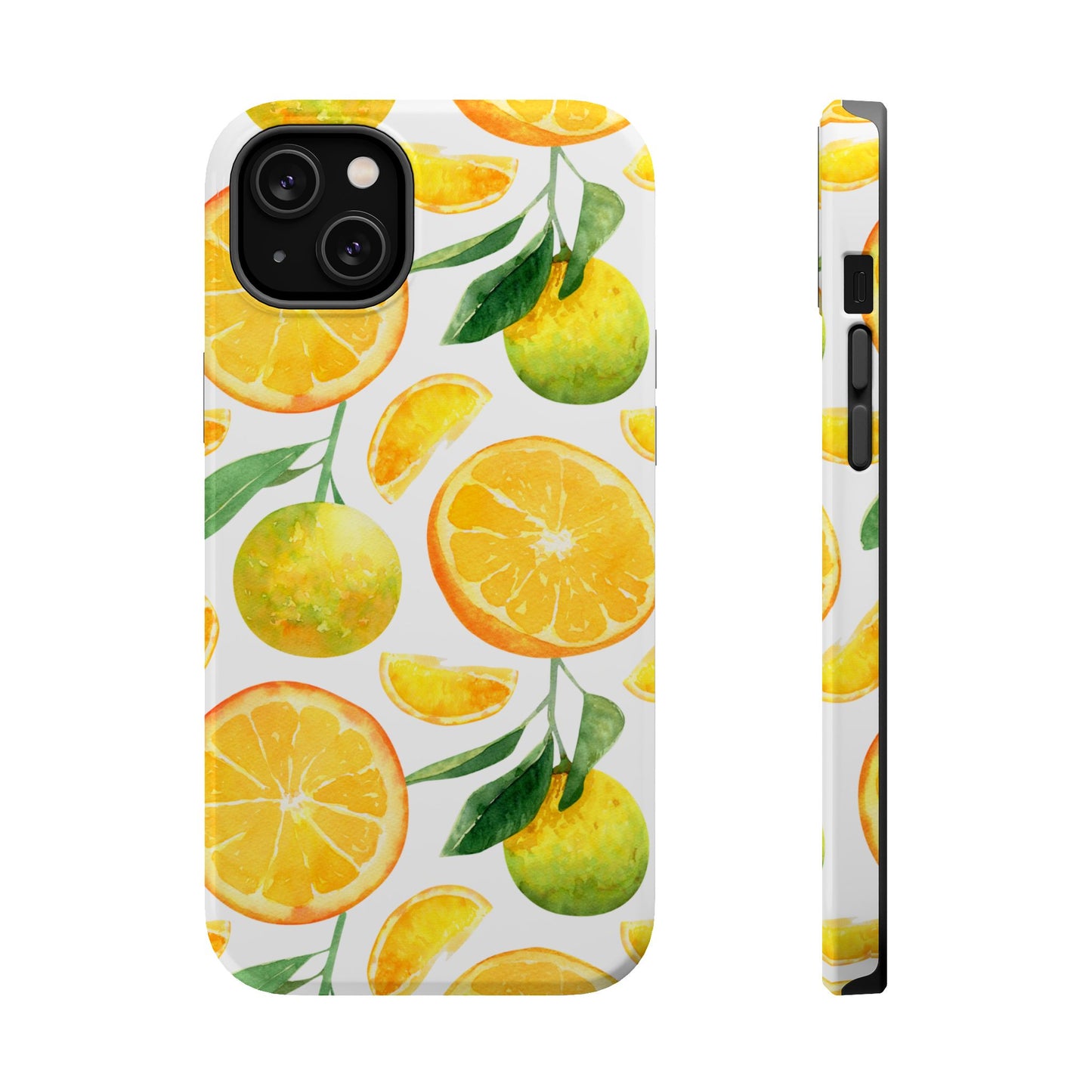 Sunny Citrus Grove Tough MagSafe iPhone Case – Watercolor Orange Design, Dual-Layer Protection