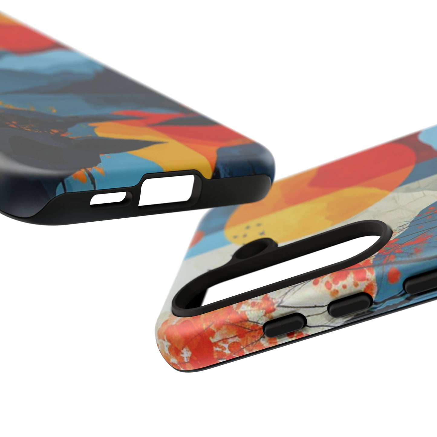 Abstract Autumn Landscape Samsung Galaxy Case – Bold Colorful Sunset Design, Dual-Layer Protection