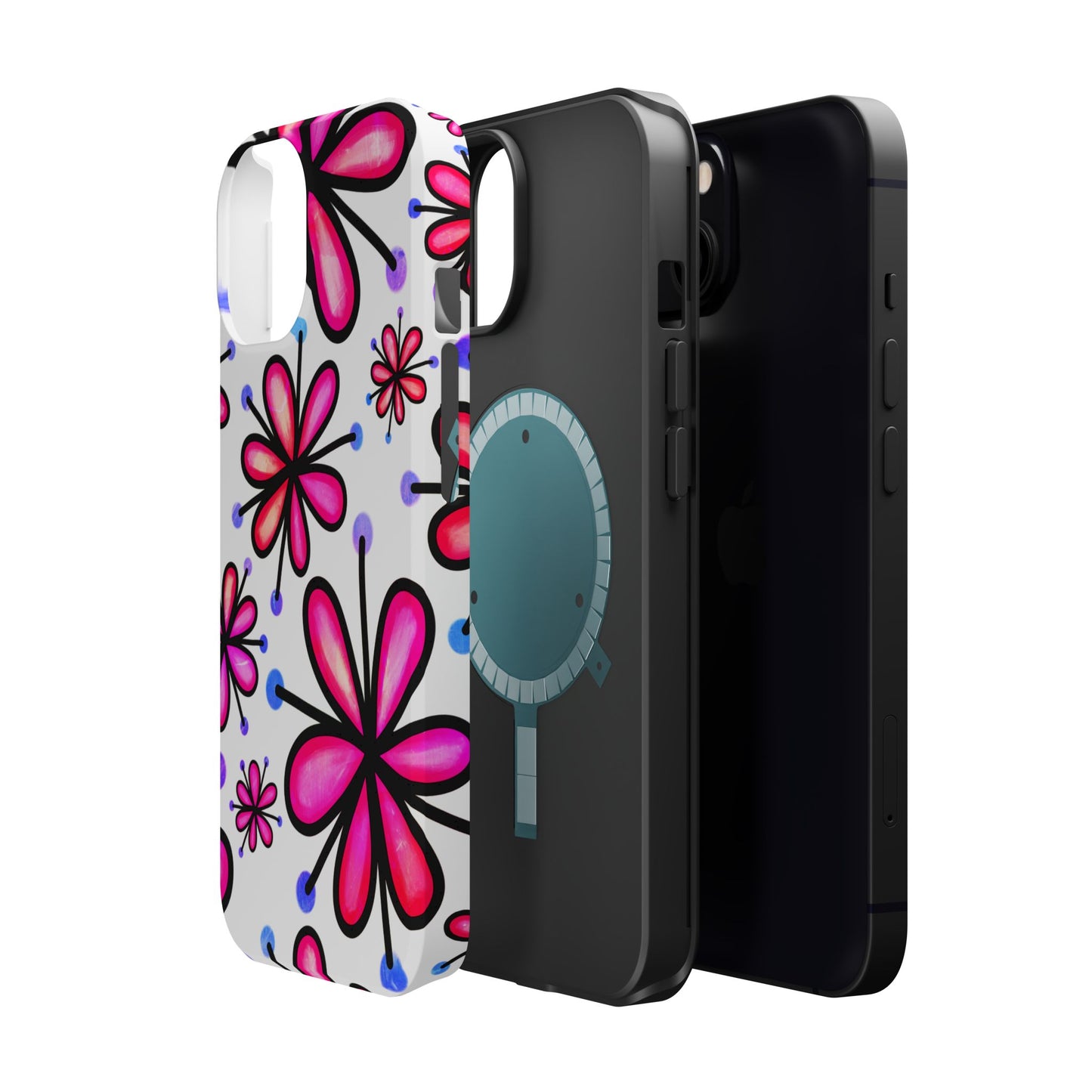 Pink Retro Bloom MagSafe iPhone Case – Ultra-Slim Design, Glossy Finish