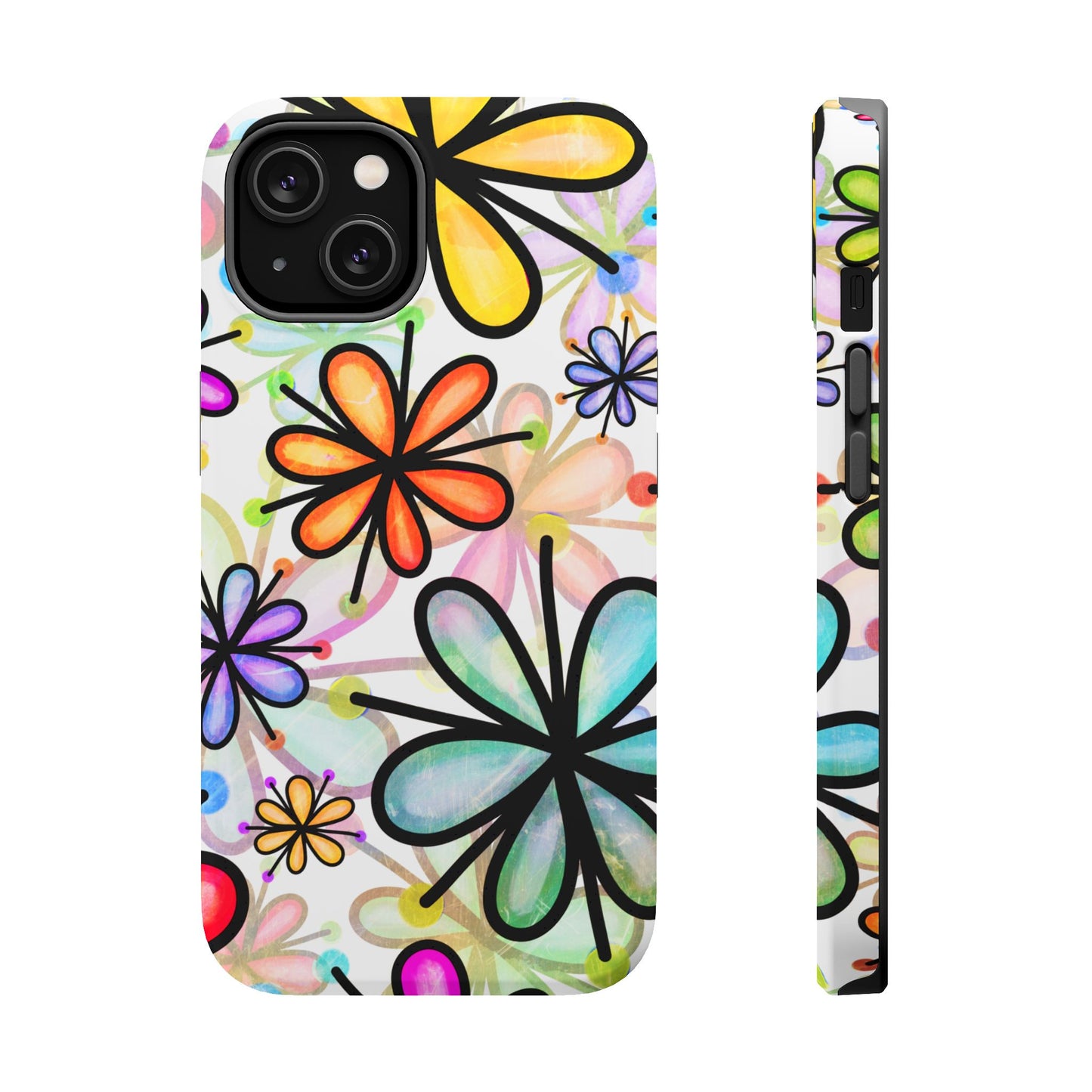 Retro Floral Pop MagSafe iPhone Case – Ultra-Slim Design, High-Gloss Finish