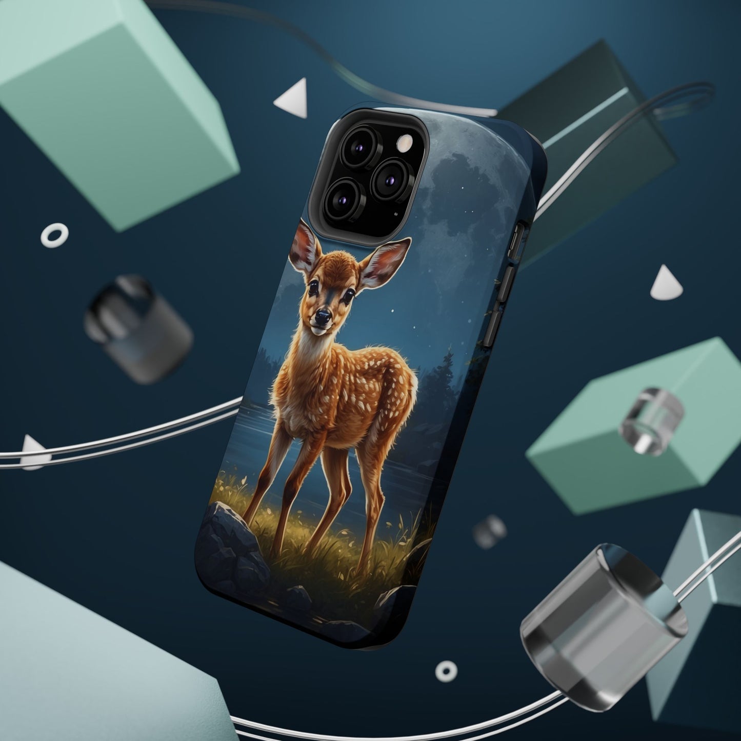 MagSafe-Compatible iPhone Case – Enchanted Fawn Under the Moonlit Sky