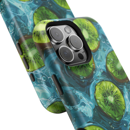 Tropical Kiwi Splash MagSafe iPhone Case – Tough Dual-Layer, Vibrant Summer Design