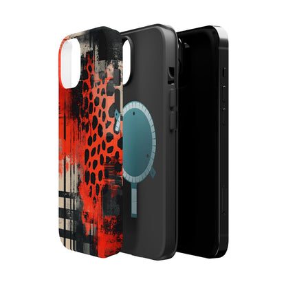 MagSafe iPhone Case: Cheetah Plaid – Red & Black Pattern