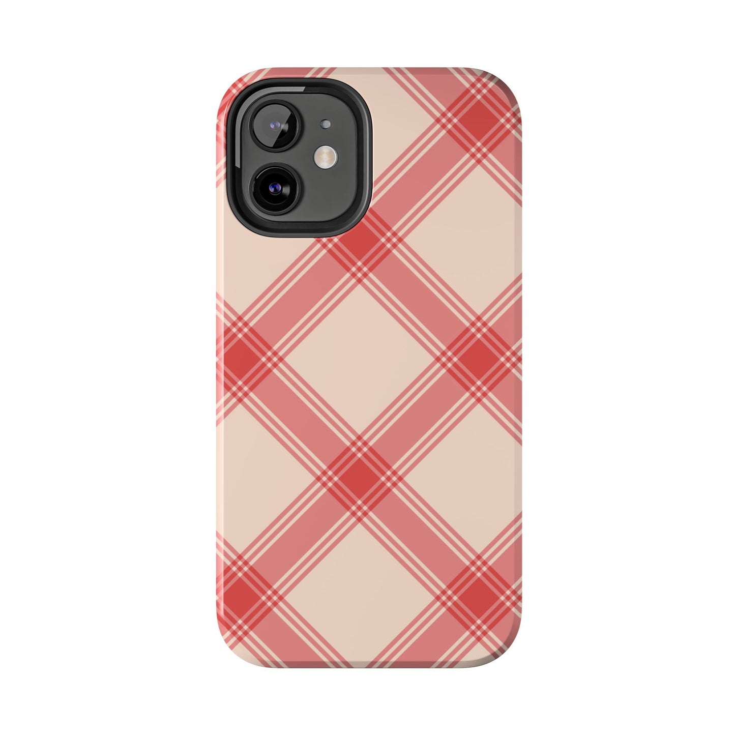 Soft Peachy Red Plaid iPhone Case