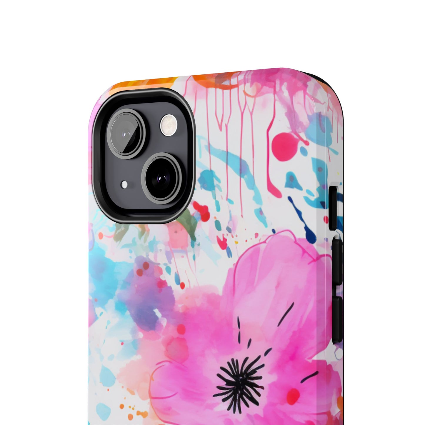 Color Splash Pink & Orange Watercolor Floral - iPhone Case