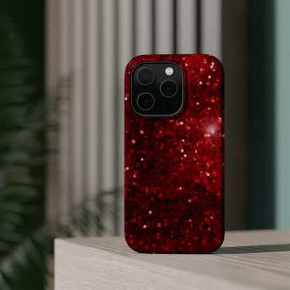 Crimson Glow Glitter MagSafe Case