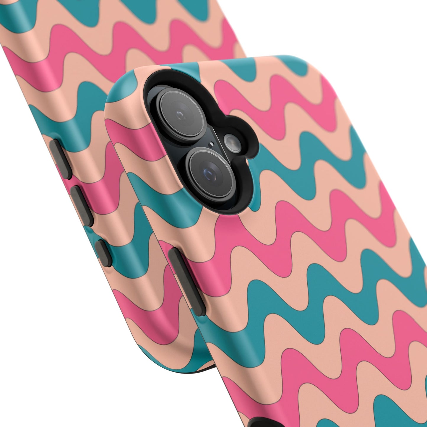 Retro Waves Pattern MagSafe iPhone Case – Shockproof Design with Dual-Layer Protection