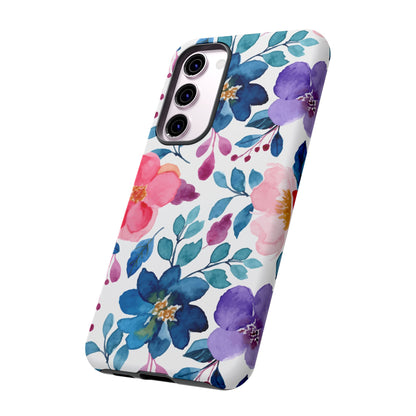 Mystic Bloom – Samsung Galaxy Case with Blue & Pink Watercolor Florals