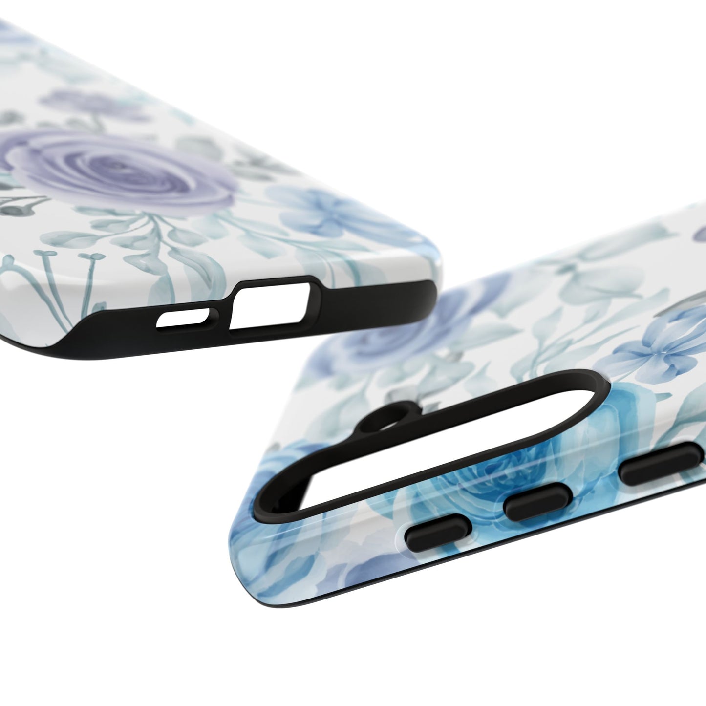 Elegant Blue & Violet Roses Samsung Galaxy Case – Artistic Floral Design for Stylish Protection