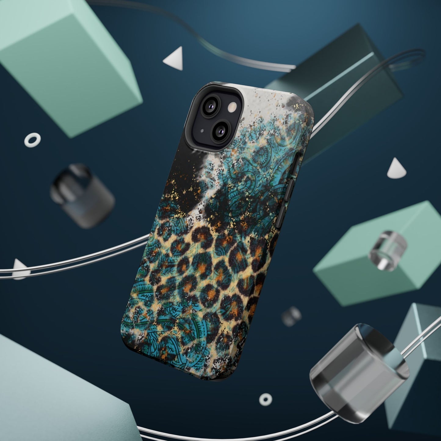 Turquoise Paisley Cowhide Leopard - MagSafe iPhone Series Case