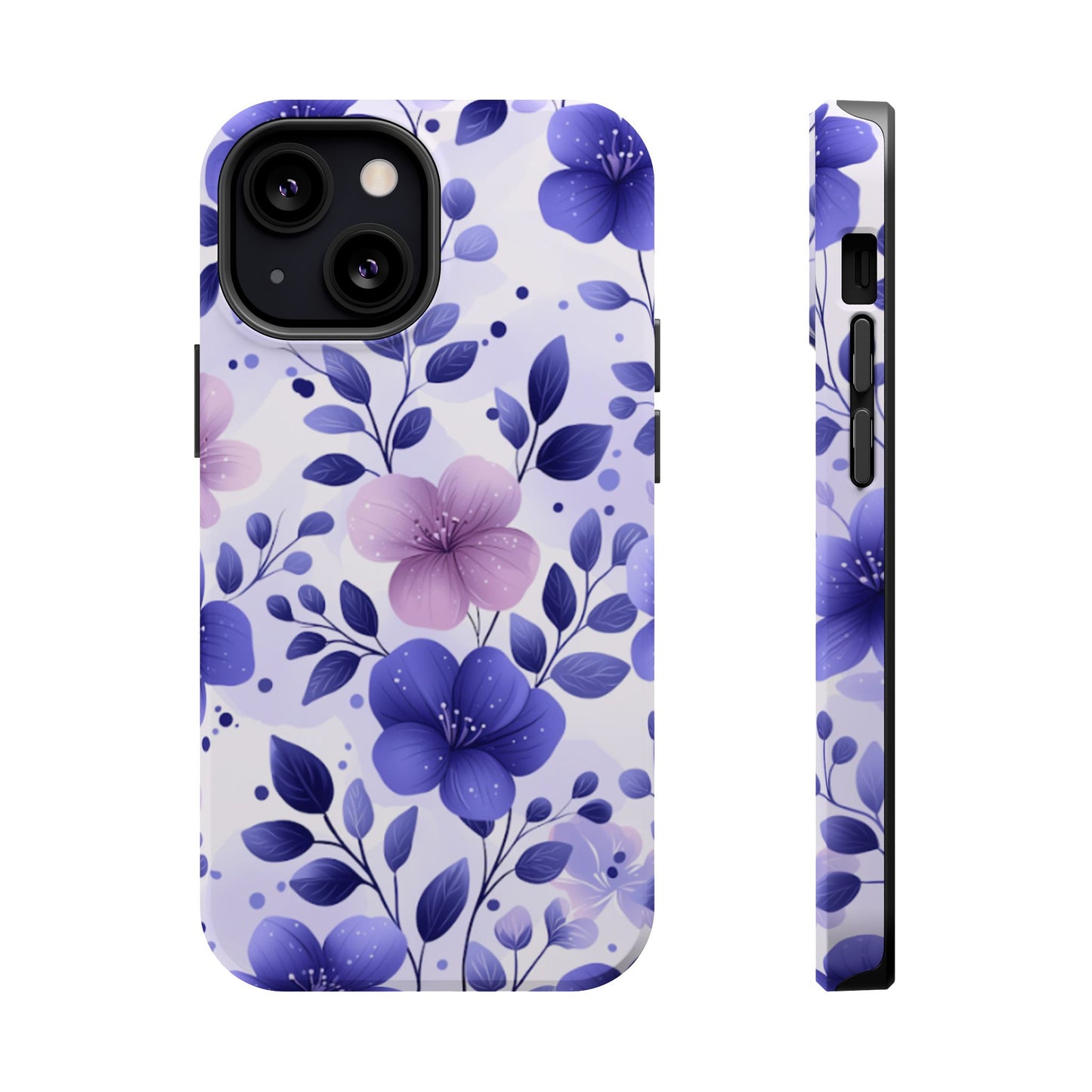 Purple Floral MagSafe iPhone Case – Durable Protection with Elegant Flower Design