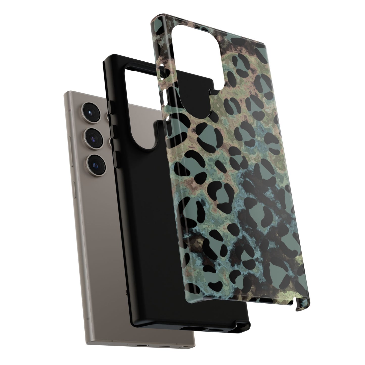 Moody Watercolor Leopard Print Tough Samsung Galaxy Case – Earthy Abstract Pattern with Dual-Layer Protection