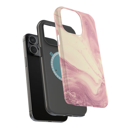 Blush Marble Glow – MagSafe Case with Pink & Rose Gold Marble Design