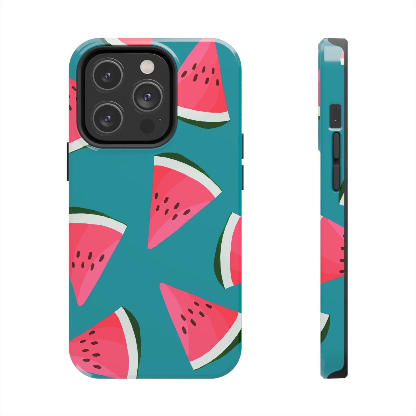 Watermelon Bliss iPhone Case – Vibrant Summer Fruit Design on Teal Background