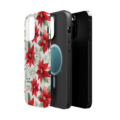 Festive Poinsettia Holiday Pattern – MagSafe iPhone Series Case