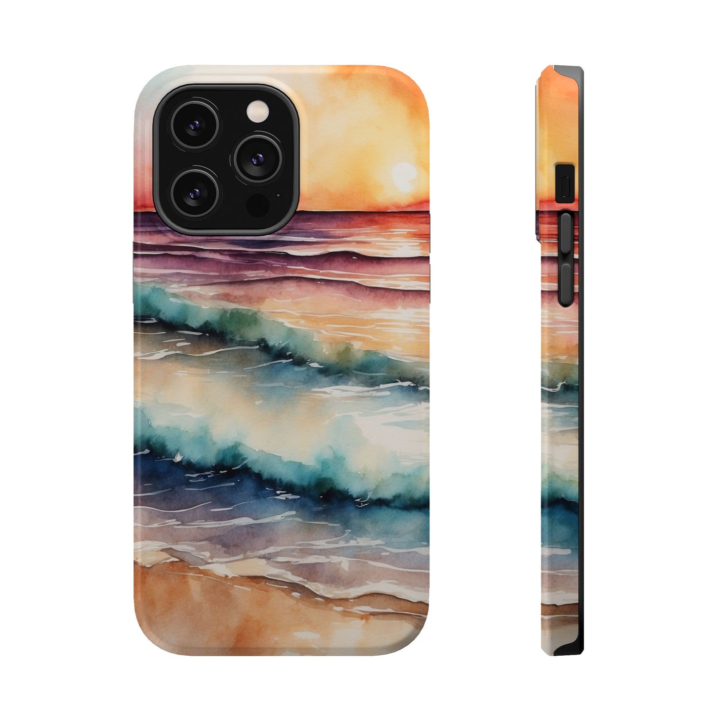 Sunset Waves MagSafe iPhone Case – Vibrant Watercolor Design