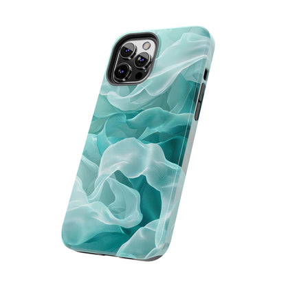 Elegant Flowing Teal Fabric iPhone Case – Soft Waves Design - BOGO Cases