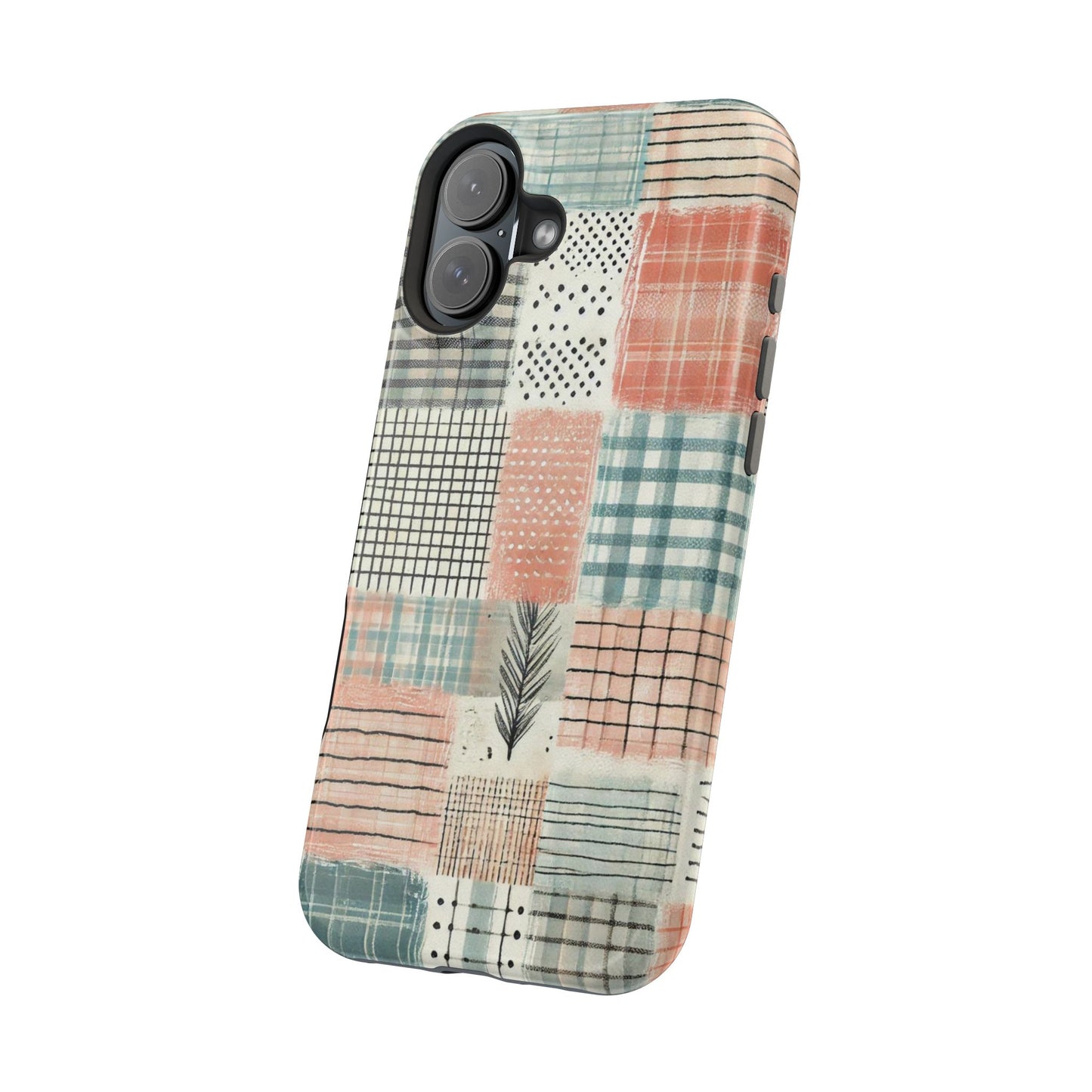 Rustic Patchwork MagSafe iPhone Case | Farmhouse Style & Shockproof