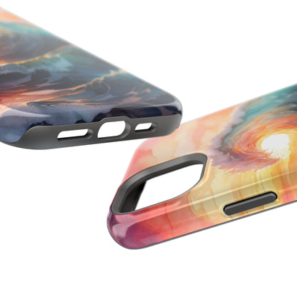 Ocean Sunrise Wave MagSafe iPhone Case – Vibrant Watercolor Wave Design