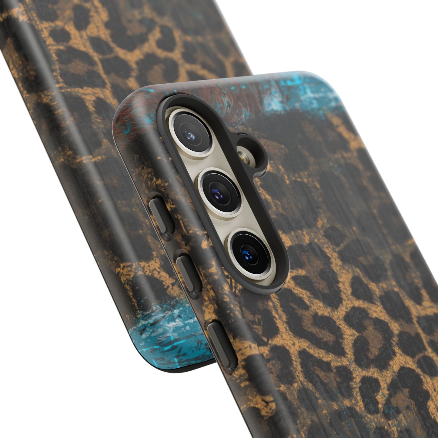 Boho Leopard and Turquoise Tough Samsung Galaxy Case – Rustic Western Design with Dual-Layer Protection