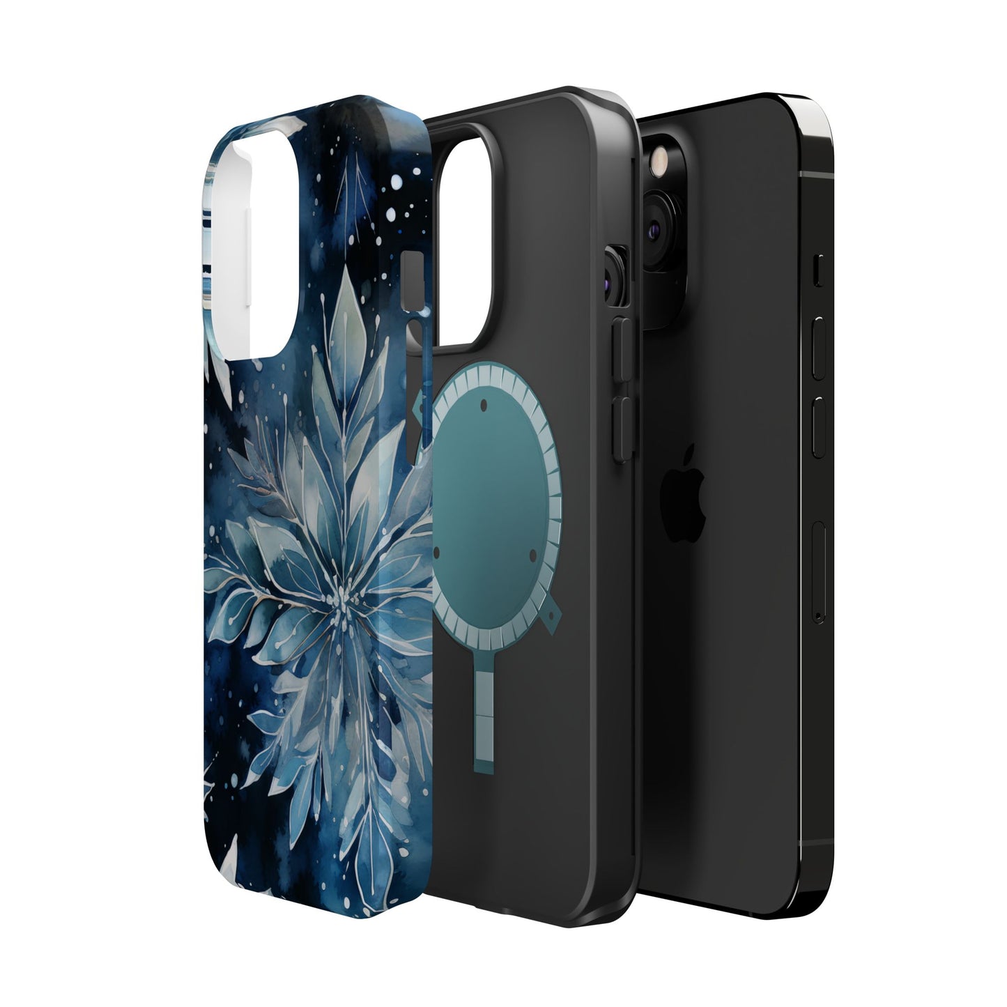 Winter’s Embrace – Blue Snowflake MagSafe iPhone Case