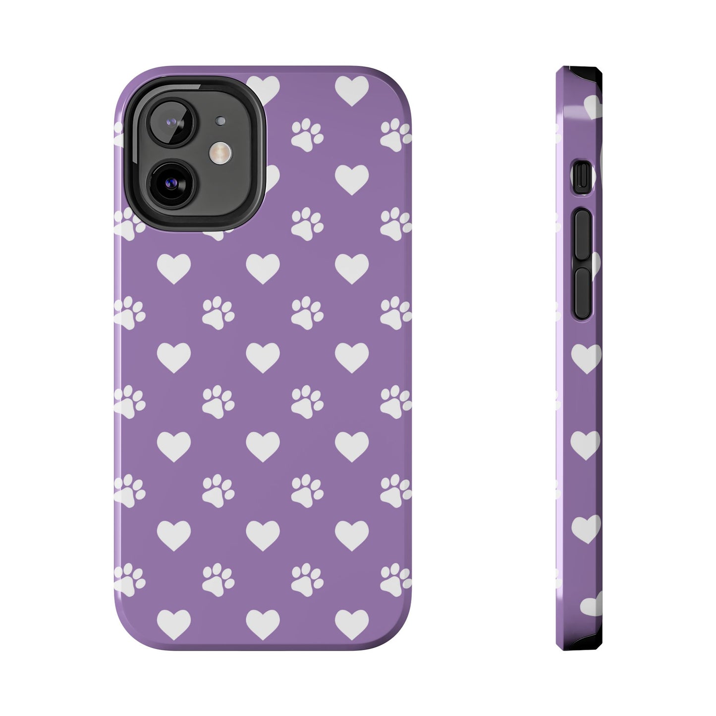 Lavender Paw Prints & Hearts Design - Adorable Pet Lover iPhone Case