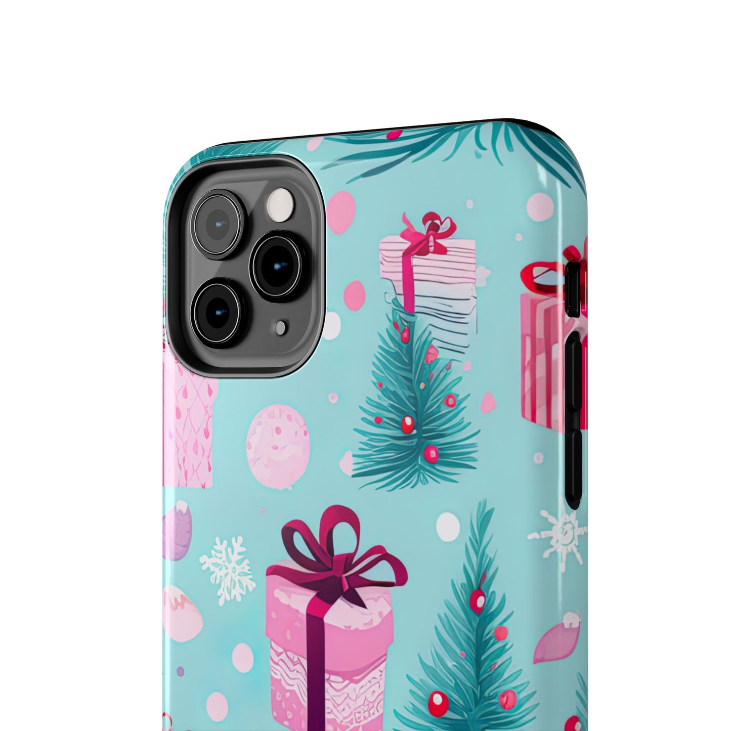 Festive Pink Christmas Gifts and Evergreen iPhone Case – Holiday Theme, Protective Cover