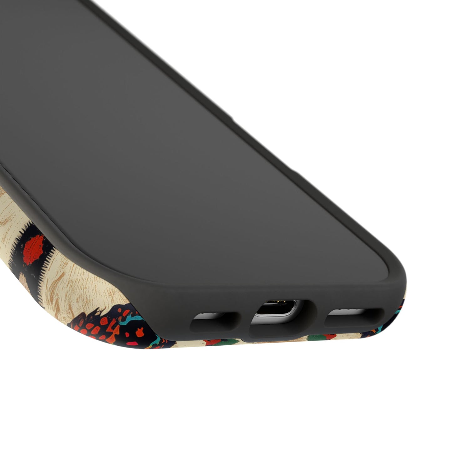 Wild Boho Leopard Print & Floral Tough MagSafe iPhone Case – Eclectic Tribal Design, Dual-Layer Protection