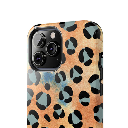 Sunset Watercolor Leopard Print Tough iPhone Case – Artistic Animal Pattern with Dual-Layer Protection