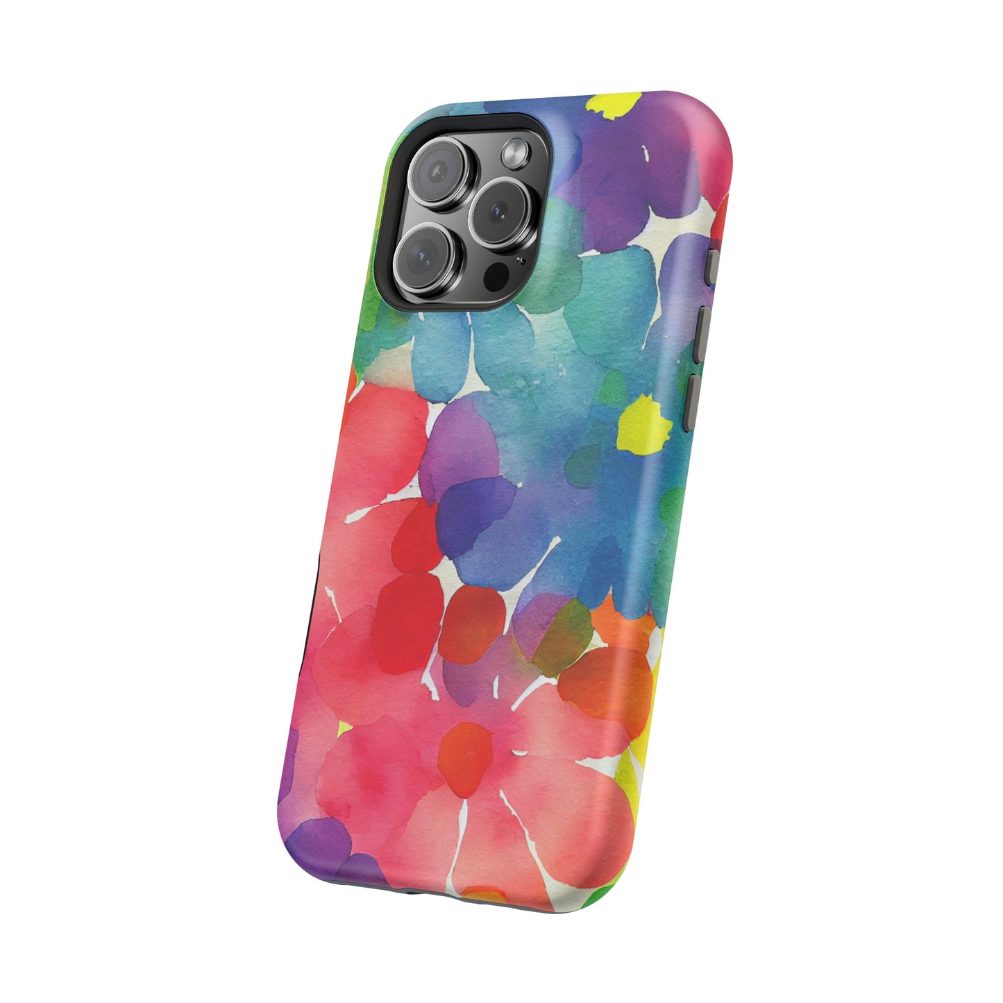 Rainbow Bloom Watercolor MagSafe iPhone Case – Slim Design, Glossy Finish