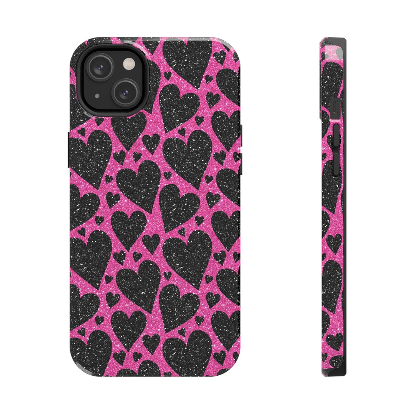 Pink Glitter Hearts iPhone Case