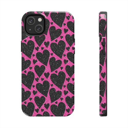 Pink Glitter Hearts iPhone Case