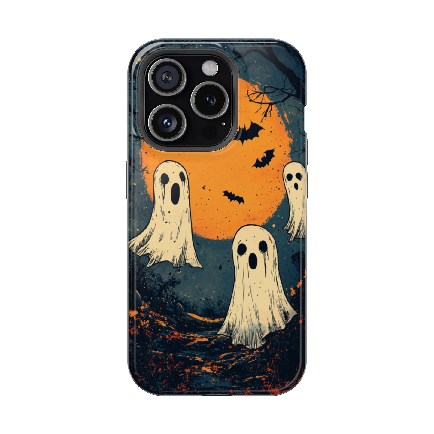 Haunted Ghosts & Full Moon MagSafe iPhone Case – Spooky Halloween Design