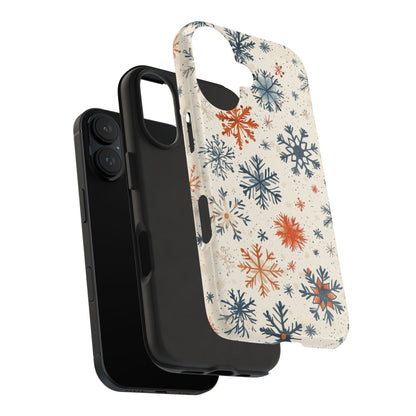 Rustic Orange and Blue Snowflake Pattern – iPhone Series Case