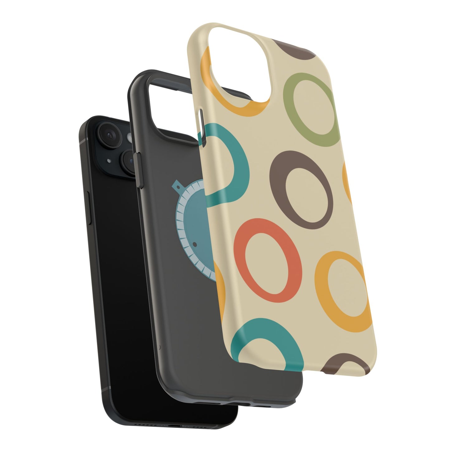 Retro Colorful Rings MagSafe iPhone Case – Shockproof, Matte Finish, Dual-Layer Protection