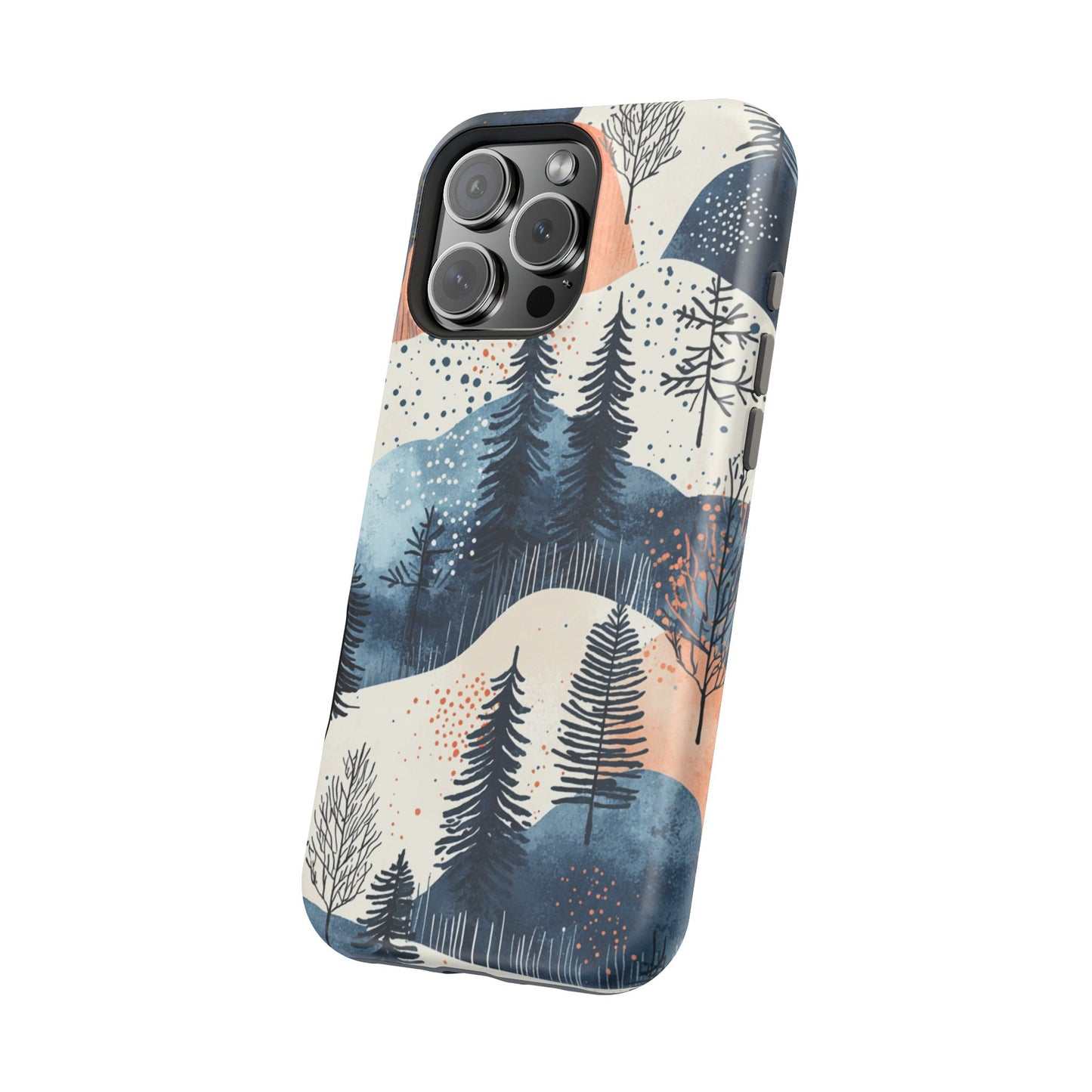 Winter Forest MagSafe iPhone Case | Watercolor Trees & Mountains