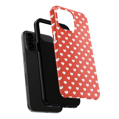 White Hearts on Red iPhone Case