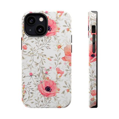 Pink Floral Watercolor MagSafe iPhone Case – Elegant Blossom Design with Magnetic Compatibility